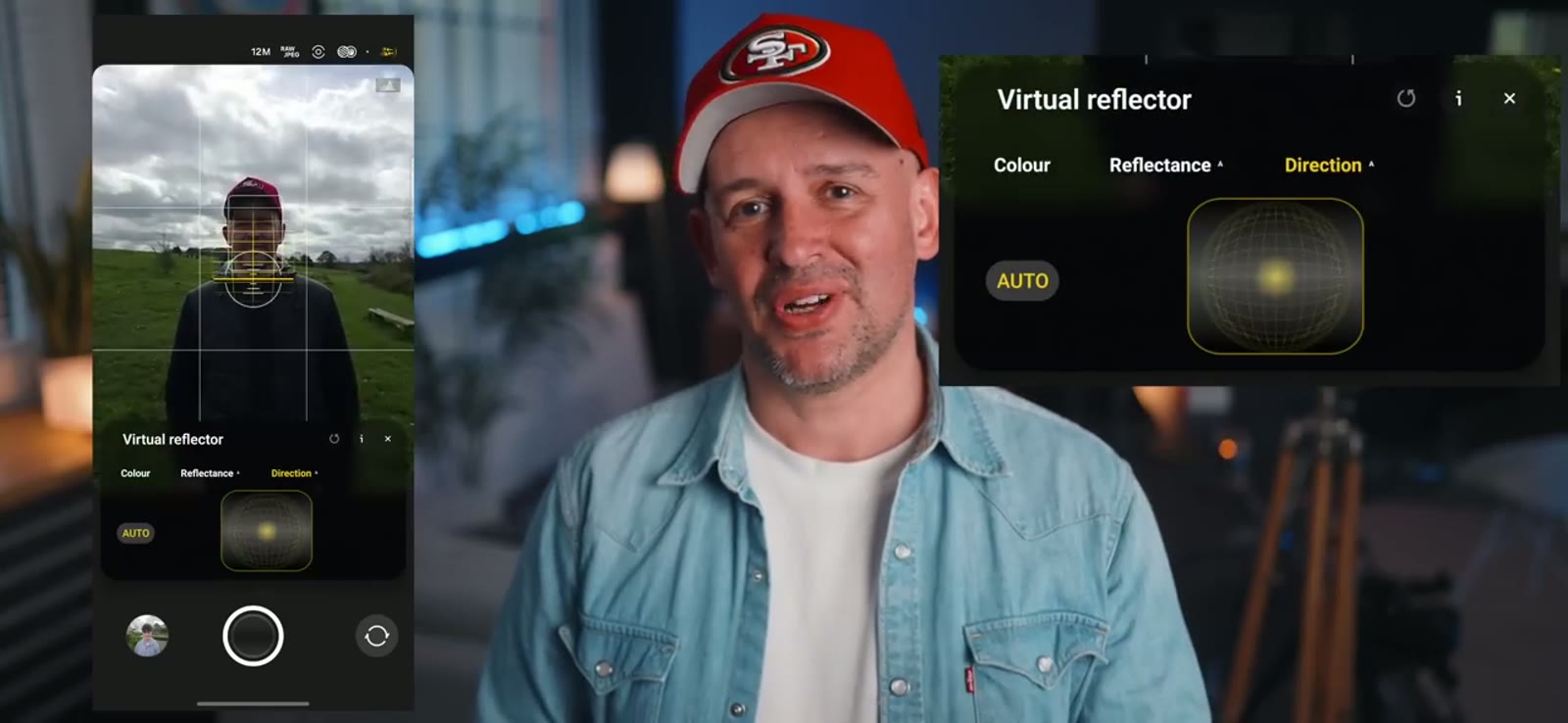 The virtual reflector: silver or gold, level and angle