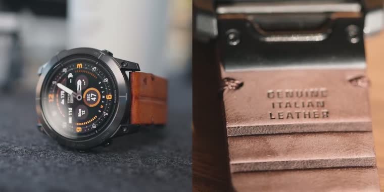 The Epix Pro on the Italian leather strap