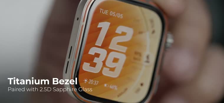 Titanium bezel and 2.5D sapphire glass on the Watch Fit 5 Pro