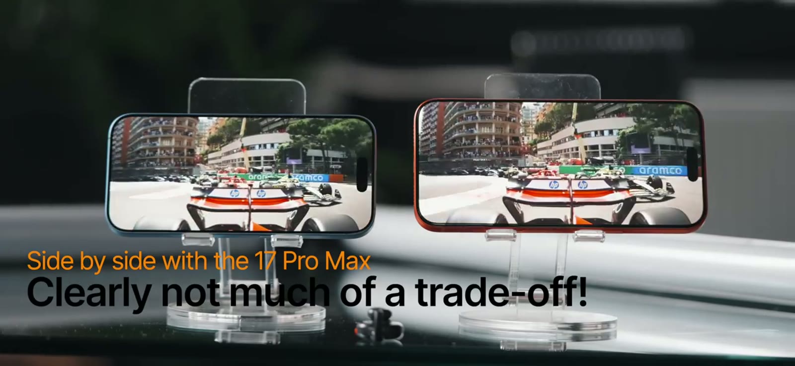 Side by side with the 17 Pro Max: not much of a trade-off