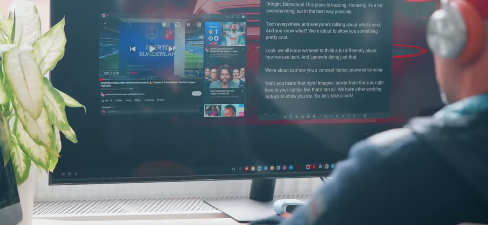The monitor becomes the main workspace, the tablet the second screen